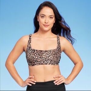 Kona Sol Leopard Print Women's Swim Top, size large, new!